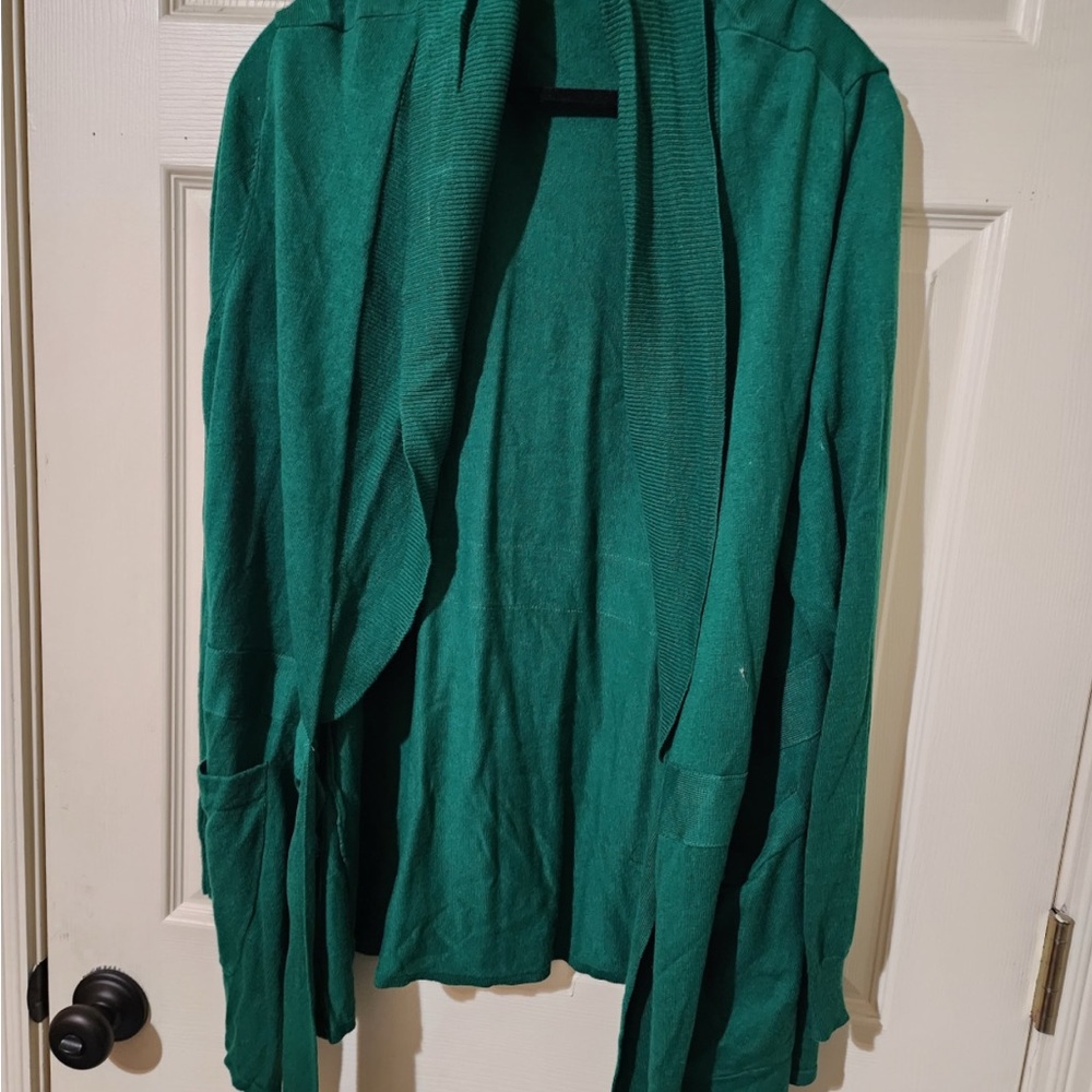 New York & Company Green Cape Jacket Open Front